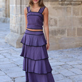 CONJUNTO CARACAS FLORES MORADO