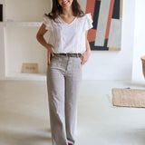 PANTALON BOTONES GRIS CLARO