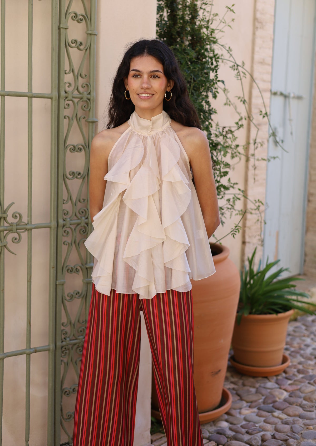 TOP HALTER VOLANTES CRUDO
