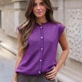 CHALECO PUNTO BOTONES MORADO
