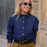 BLUSA VOLANTE DENIM OSCURA