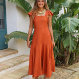 VESTIDO VOLANTE HOMBRO CALDERO