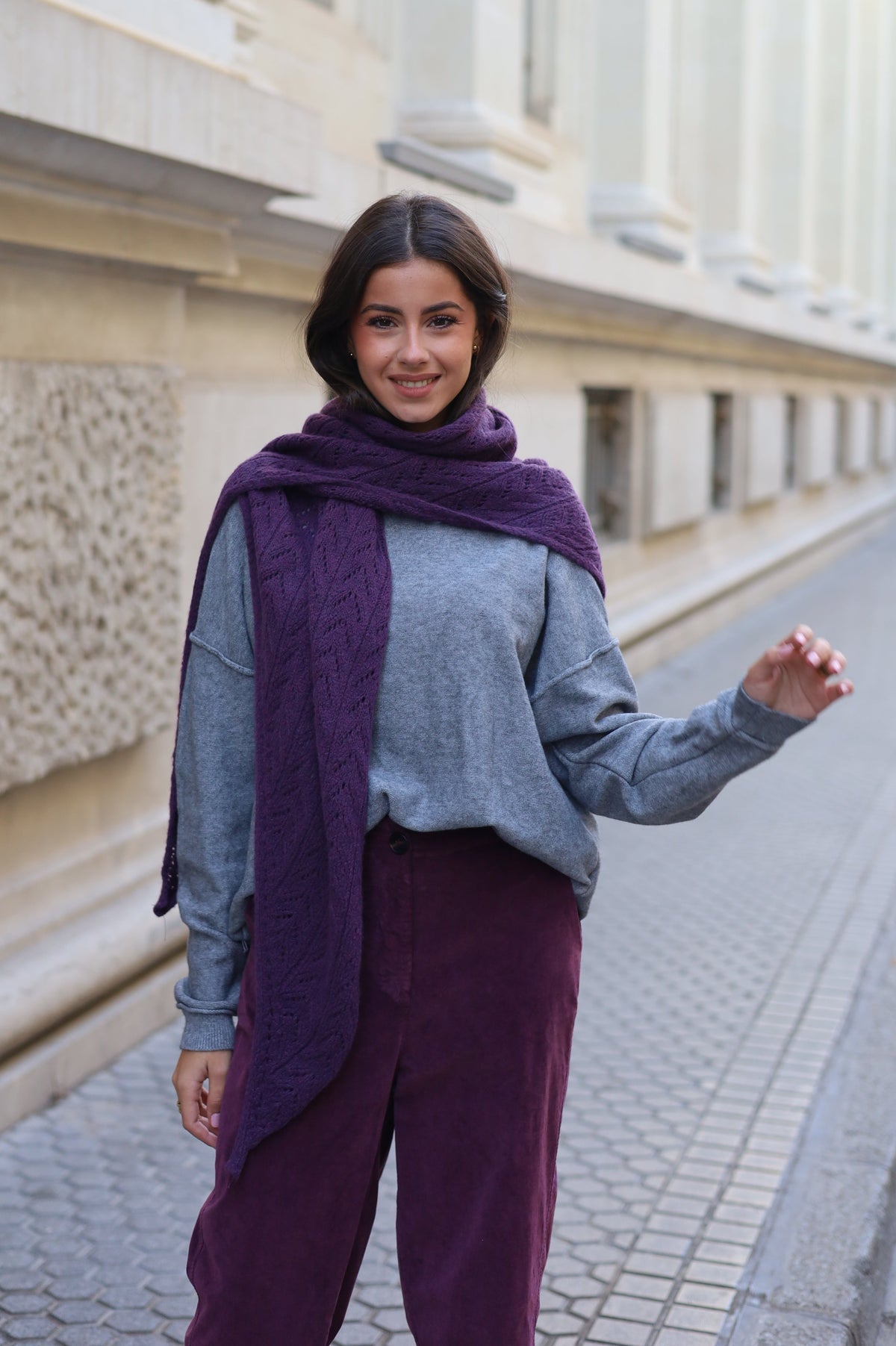 PONCHO CALADO MORADO
