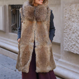 CHALECO PELO NATURAL LARGO 83 CM