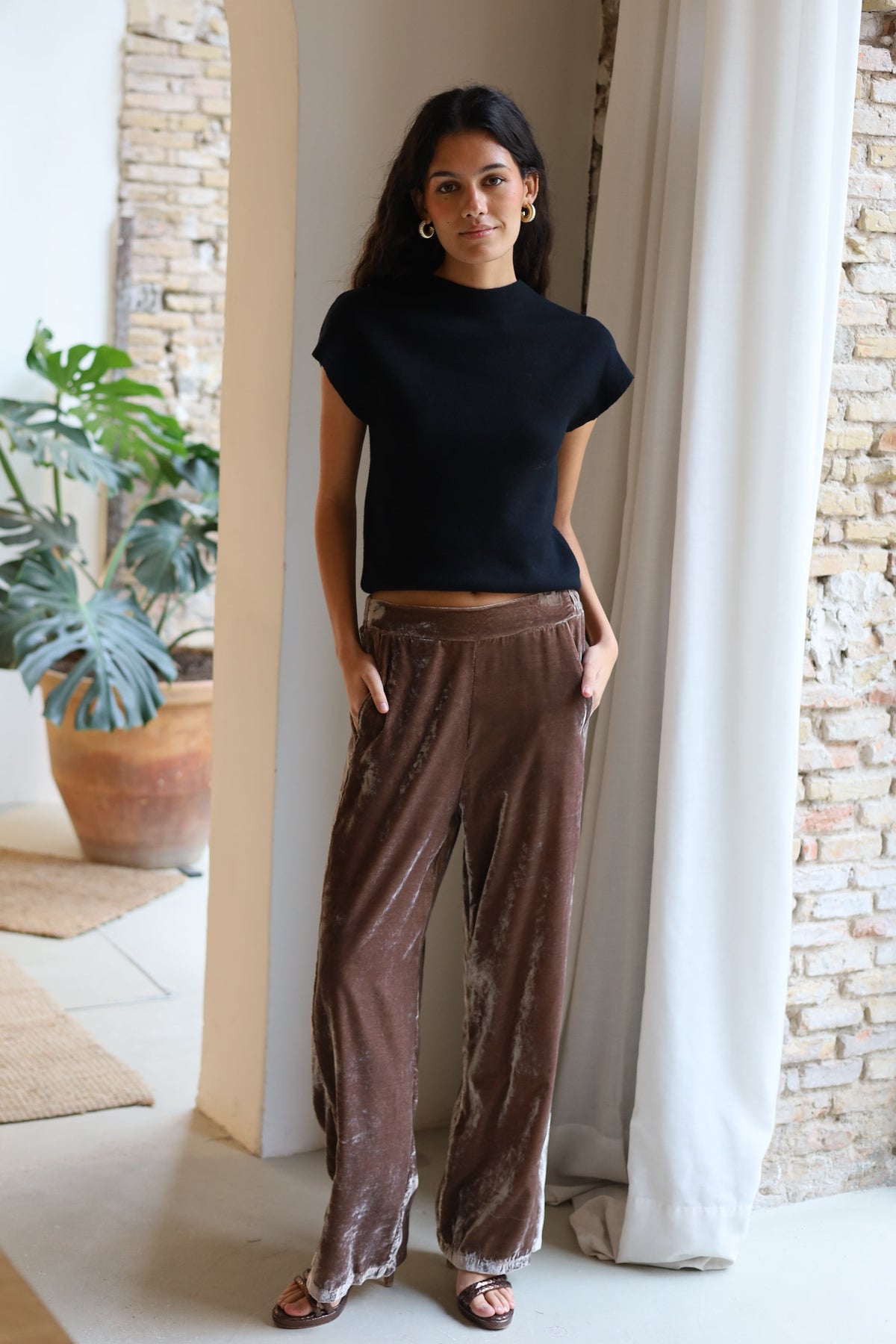 PANTALON ANCHO TERCIOPELO CAMEL