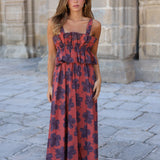 VESTIDO HAWAI FLORES MARRONES