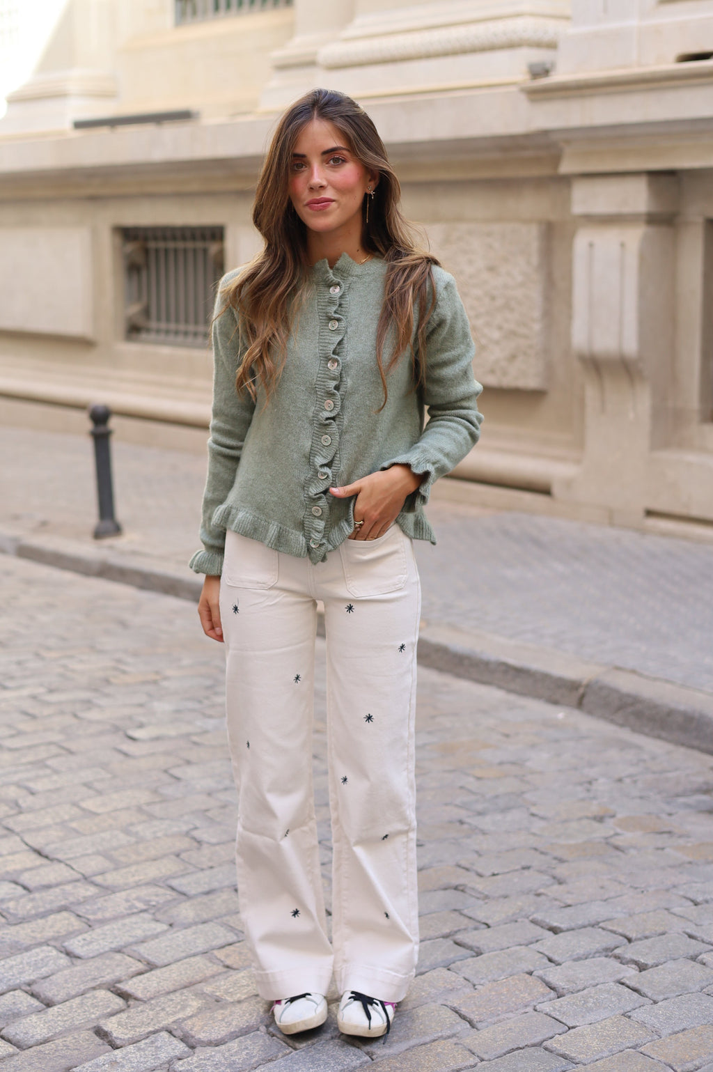 PANTALON VAQUERO ESTRELLA BLANCO