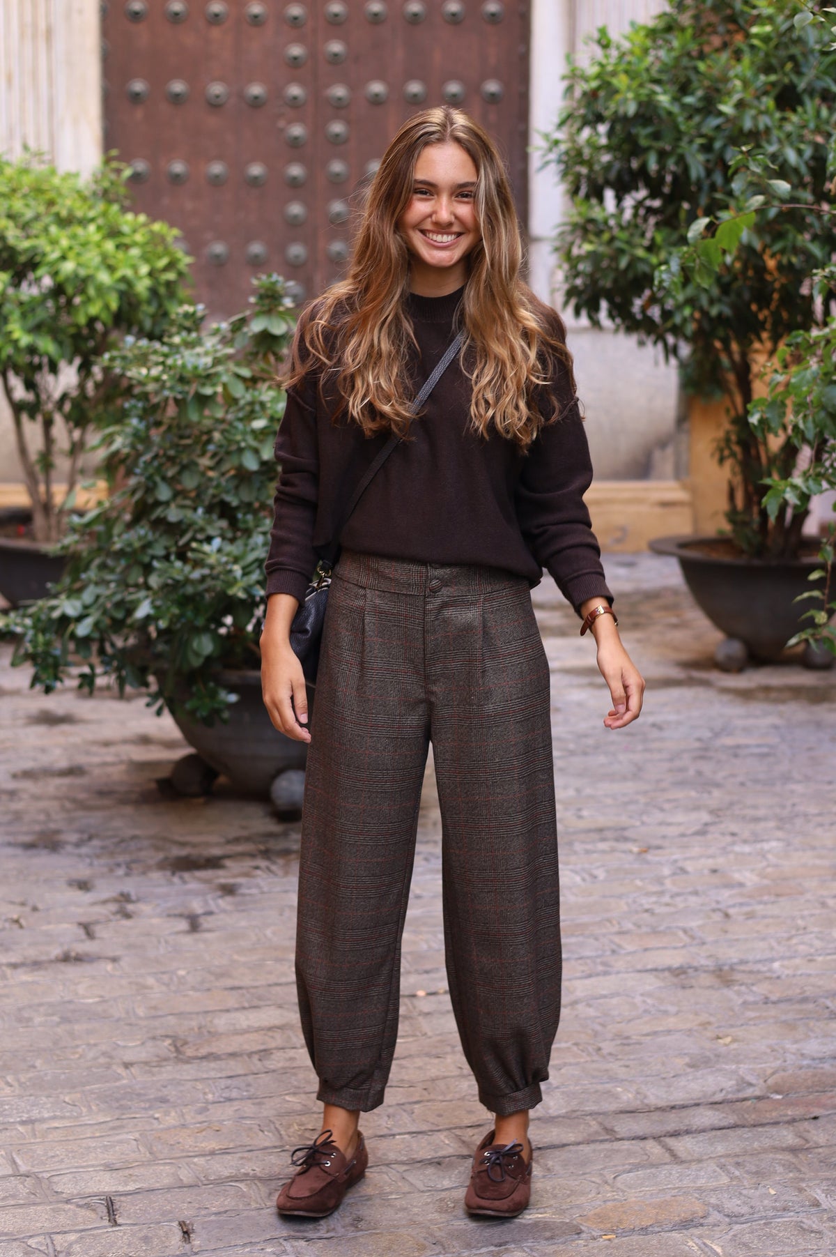 PANTALON CUADROS LUREX