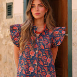 VESTIDO CAÑOS FLORES AZUL