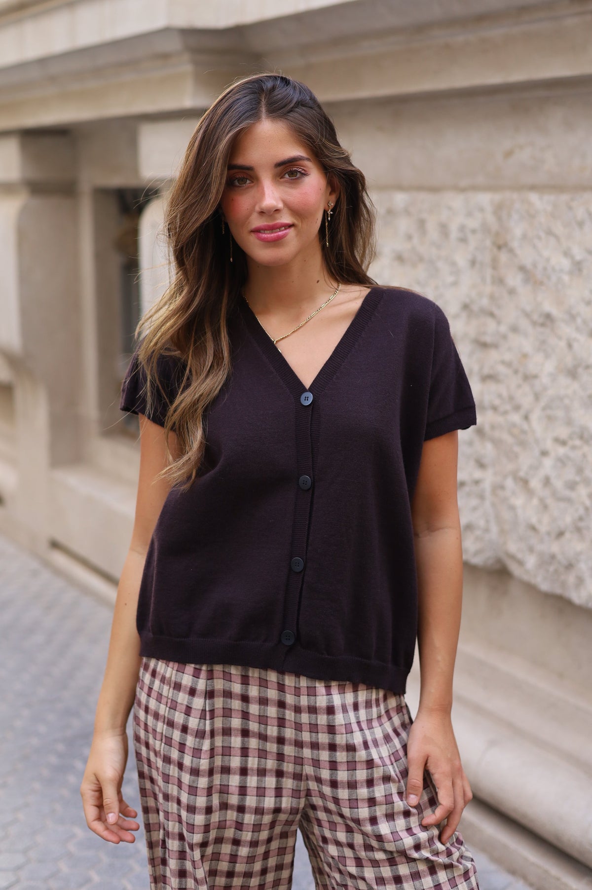 CHAQUETA MANGA CORTA MARRON
