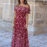 VESTIDO BARCO TUL ESTAMPADO