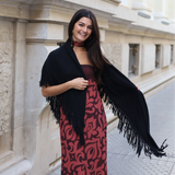 PONCHO FLECOS NEGRO