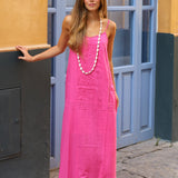 VESTIDO ENCAJE FUCSIA