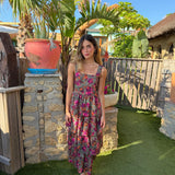 VESTIDO VOLANTES FLORES VERDE
