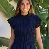BLUSA FRUNCES AZUL MARINO