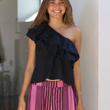 PANTALON BOMBACHO RAYAS MORADO