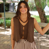 CHALECO PUNTO JAPO MARRON