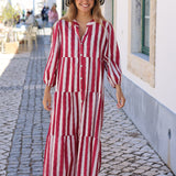 VESTIDO LONDRES RAYAS ROJO