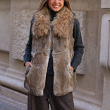 CHALECO PELO NATURAL LARGO