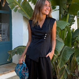 PANTALON BOMBACHO SATINADO NEGRO