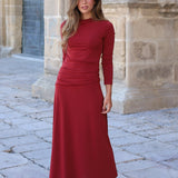 VESTIDO DRAPEADO VOLGA BURDEOS