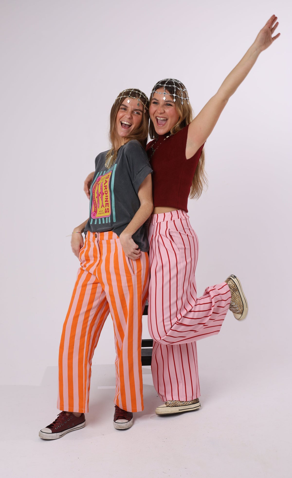 PANTALON PINZAS RAYAS ROSA
