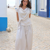 PANTALON CINTURON SATINADO CRUDO