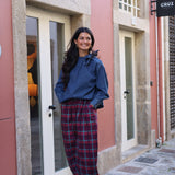 PANTALÓN CUADROS TURQUESA