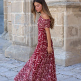 VESTIDO BARCO TUL ESTAMPADO