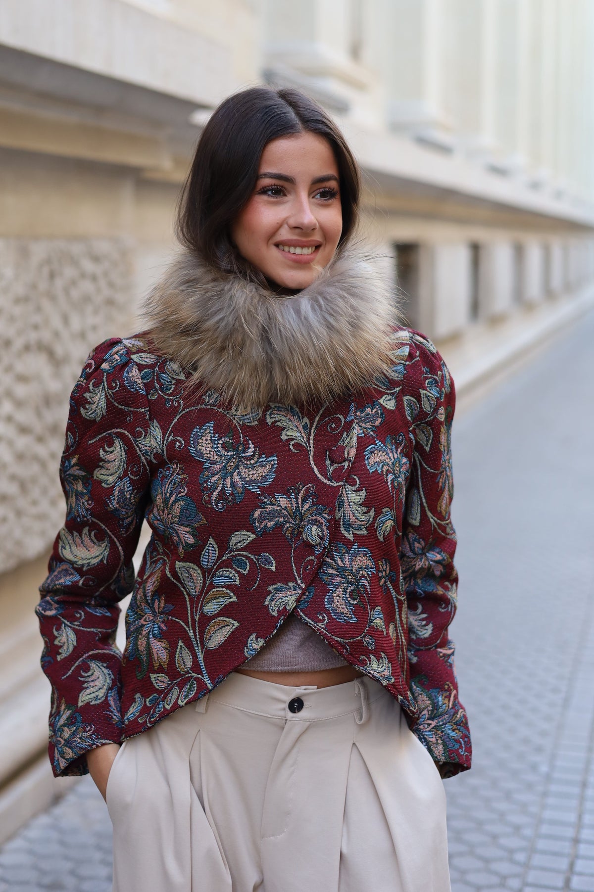 CHAQUETA GLORIA BURDEOS