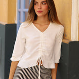 BLUSA ANDREA FRUNCE BLANCA