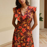 VESTIDO CLEMENTE ALERON FLORES BERENJENA