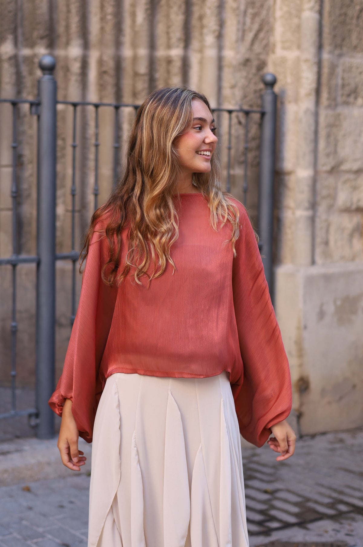 BLUSA CAPA SALMÓN