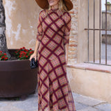 VESTIDO TUL CUADROS BURDEOS