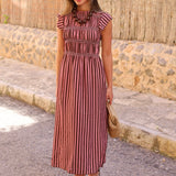 VESTIDO NIDO RAYAS ROSA
