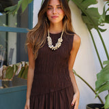 VESTIDO NIDO ASIMETRICO MARRON