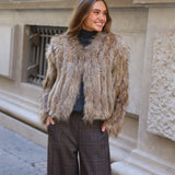 CHAQUETA PELO NATURAL PLUMAS