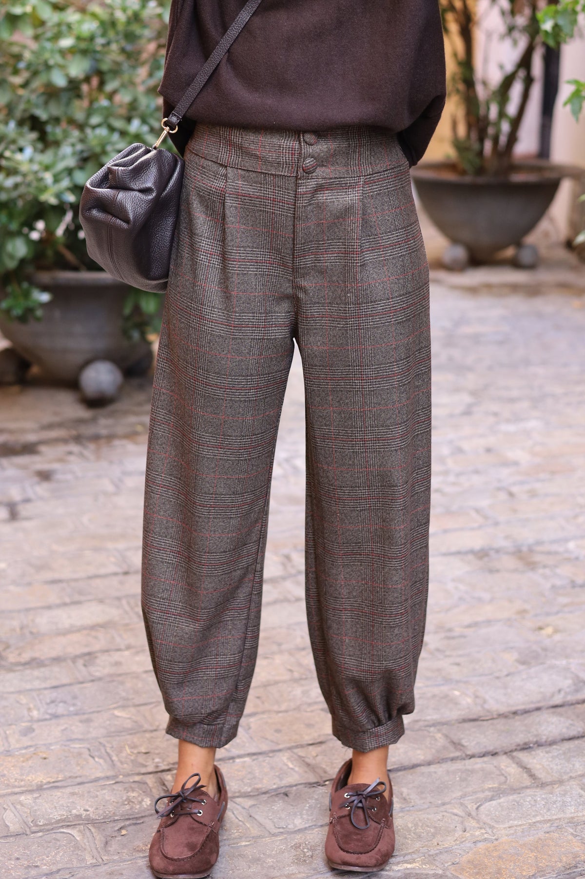 PANTALON CUADROS LUREX