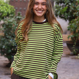 SUDADERA RAYAS LIMA Y MARRÓN