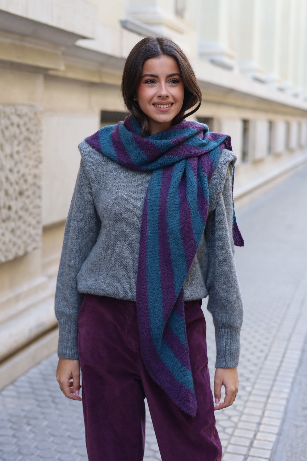 PONCHO RAYAS MORADO