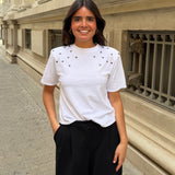 CAMISETA TACHAS MANGA CORTA BLANCA