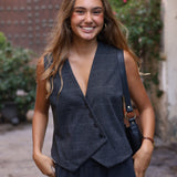 CHALECO CRUZADO CUADROS