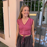 TOP LUREX FRUNCE FUCSIA