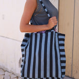 TOTE BAG RAYAS GRANDES AZUL