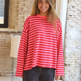 SUDADERA RAYAS FUCSIA