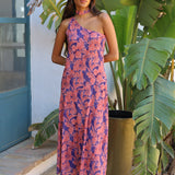 VESTIDO RAMOS ASIMETRICO SALMON