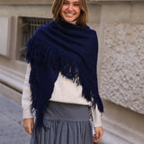 PONCHO FLECOS AZUL MARINO