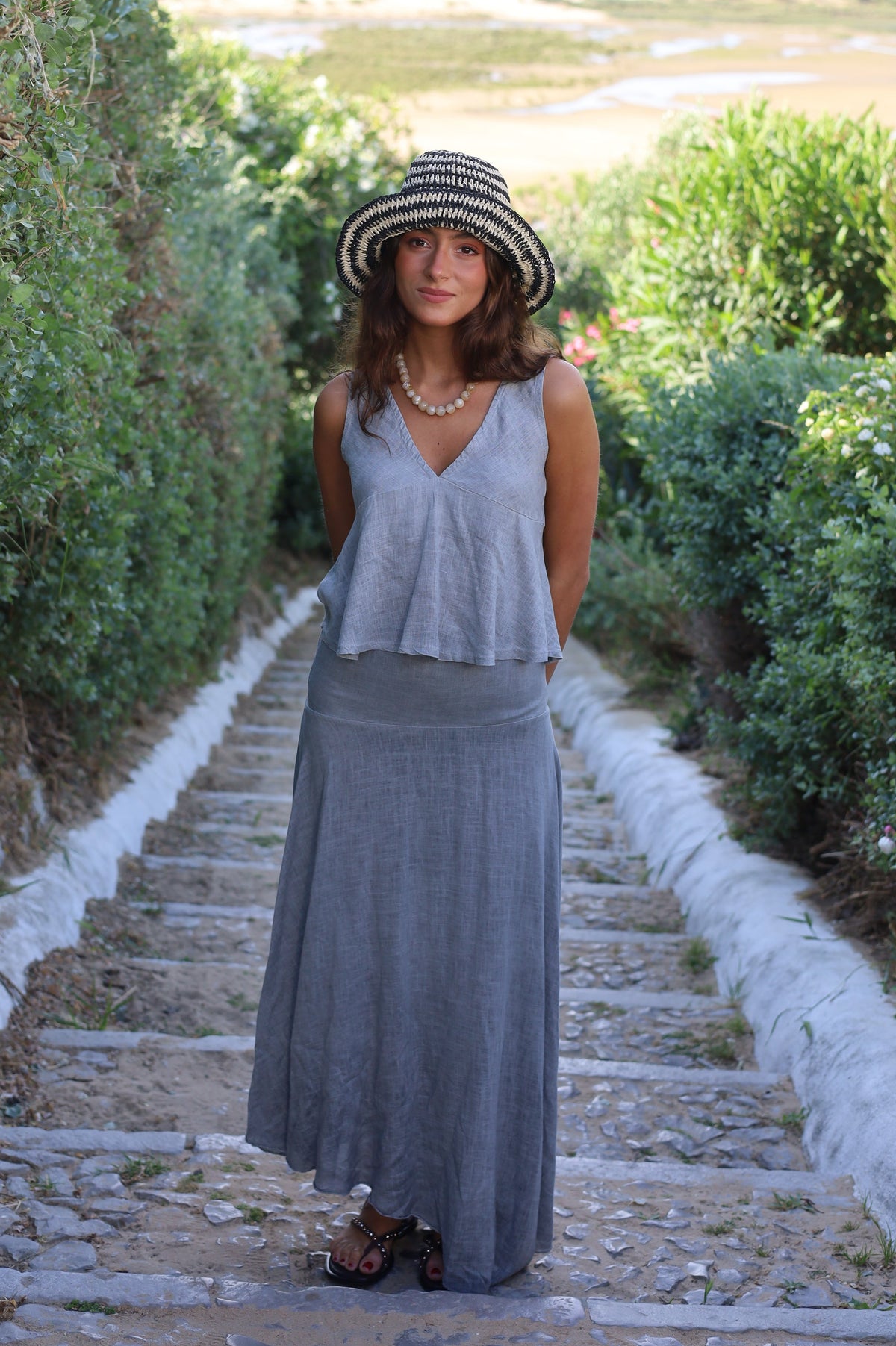 FALDA NURIA LINO GRIS