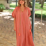 VESTIDO LOLA CUADROS CORAL
