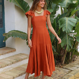 VESTIDO VOLANTE HOMBRO CALDERO